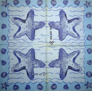 094 Muscheln - 3-lagig (blau) - Home Fashion